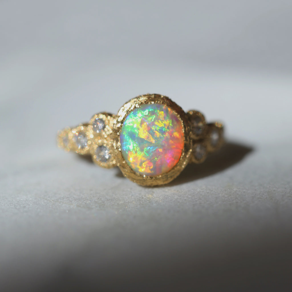Meteorite - Natural Opal Ring