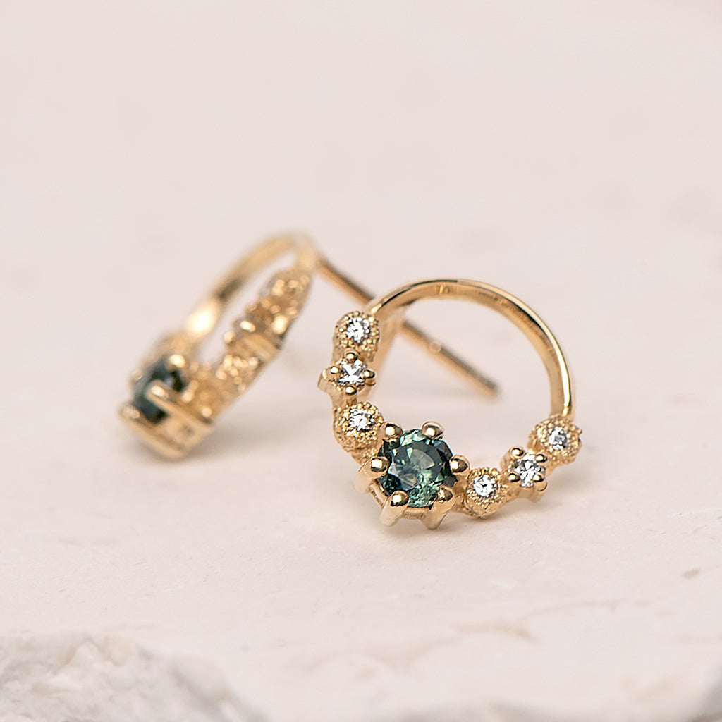 Mini Harmony Teal Sapphire Studs