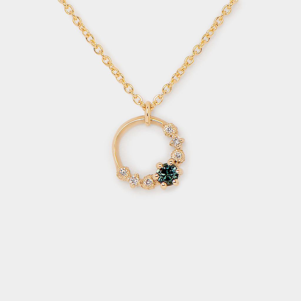 Mini Harmony Teal Sapphire Necklace