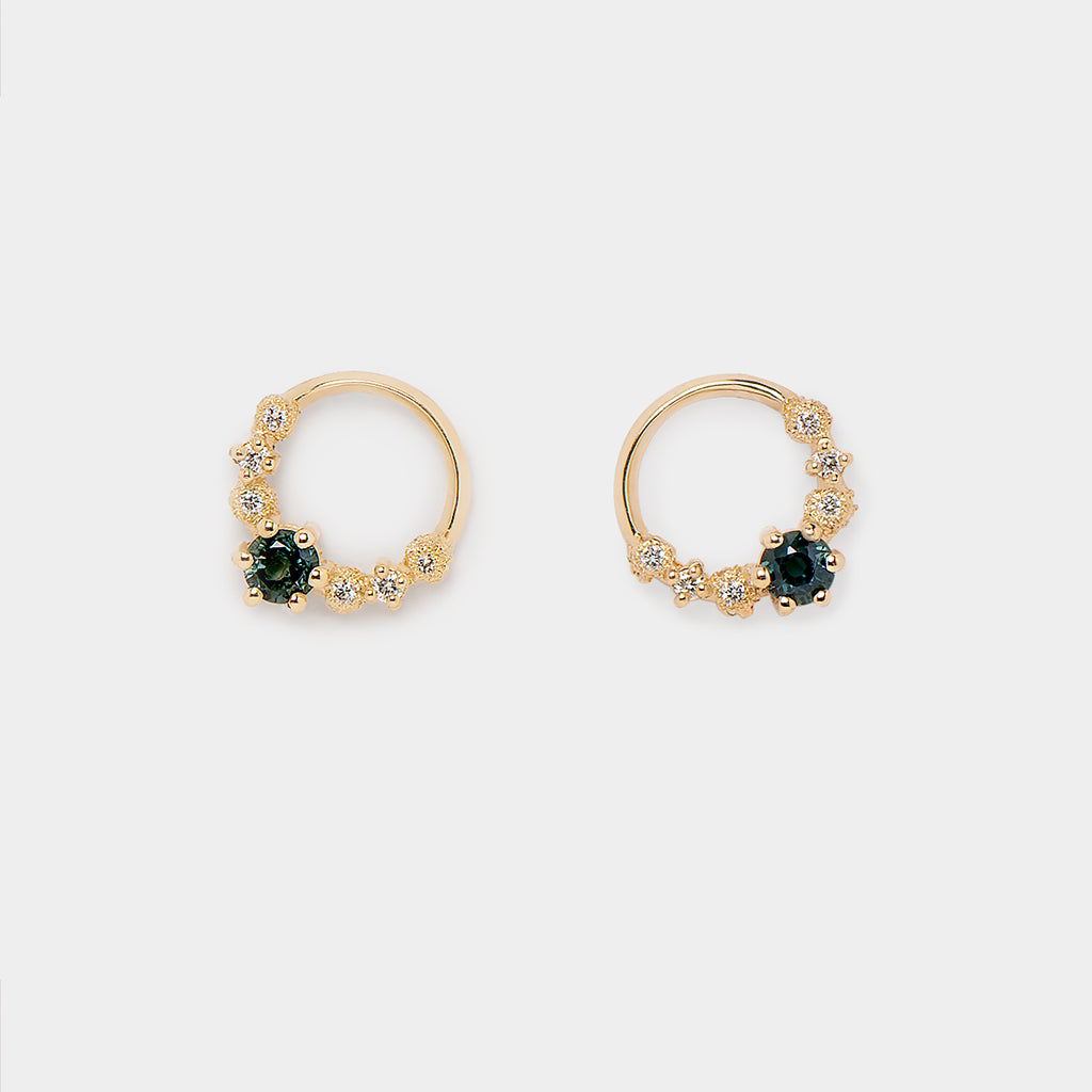 Mini Harmony Teal Sapphire Studs