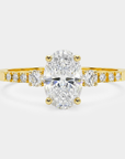 Pavé Trilogy Diamond Ring - Oval Lab Diamond
