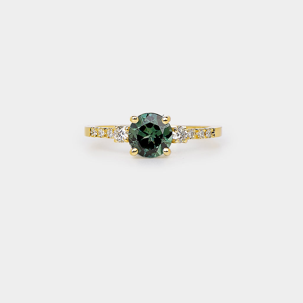 Pavé Trilogy - Natural Sapphire Ring