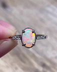 Pavé Solitaire - Natural Opal Ring