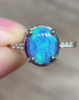Pavé Solitaire - Natural Opal Ring
