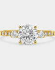 Pavé Trilogy Diamond Ring - Round Lab Diamond