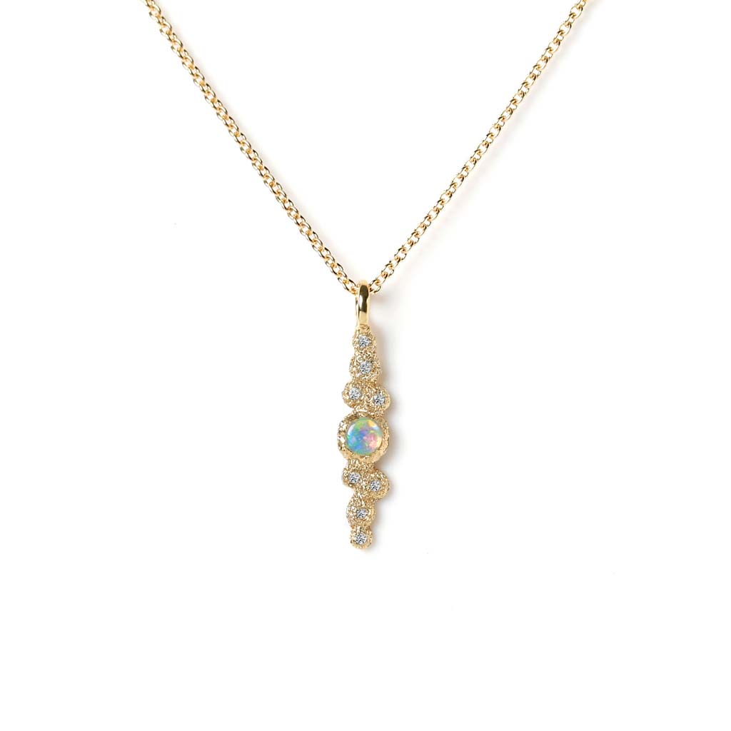 Mini Meteorolite Opal Necklace (9K) - James & Irisa Jewellery