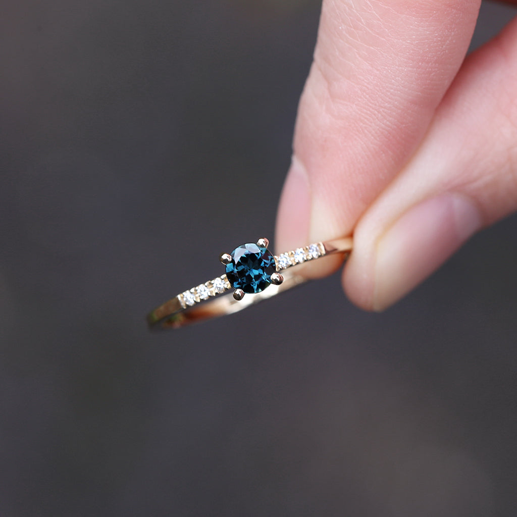 Pavé Solitaire - Natural Sapphire Ring