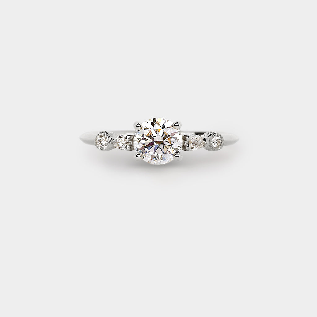 Astra engagement ring - 1.0ct round lab white diamond &amp; natural diamonds