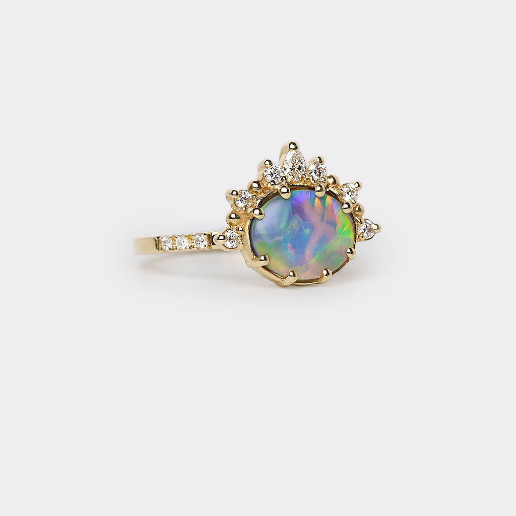 Tiara black Opal Ring - 1.16ct black opal