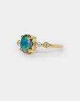 Astra opal Ring - 0.77ct oval black opal