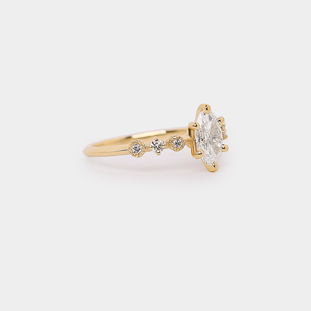 Harmony engagement ring - 0.8ct oval lab white diamond &amp; natural diamonds