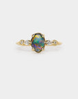 Astra opal Ring - 0.77ct oval black opal