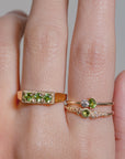 Mini meteorites peridot Ring - Sterling silver