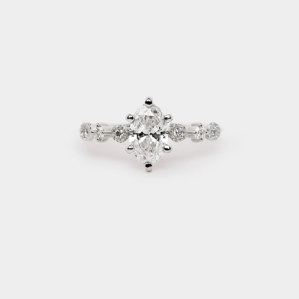 Harmony engagement ring - 0.8ct oval lab white diamond &amp; natural diamonds