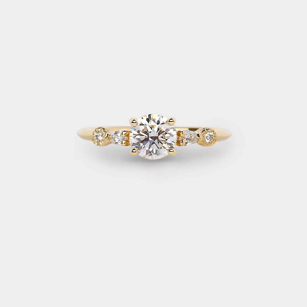 Astra engagement ring - 1.0ct round lab white diamond &amp; natural diamonds