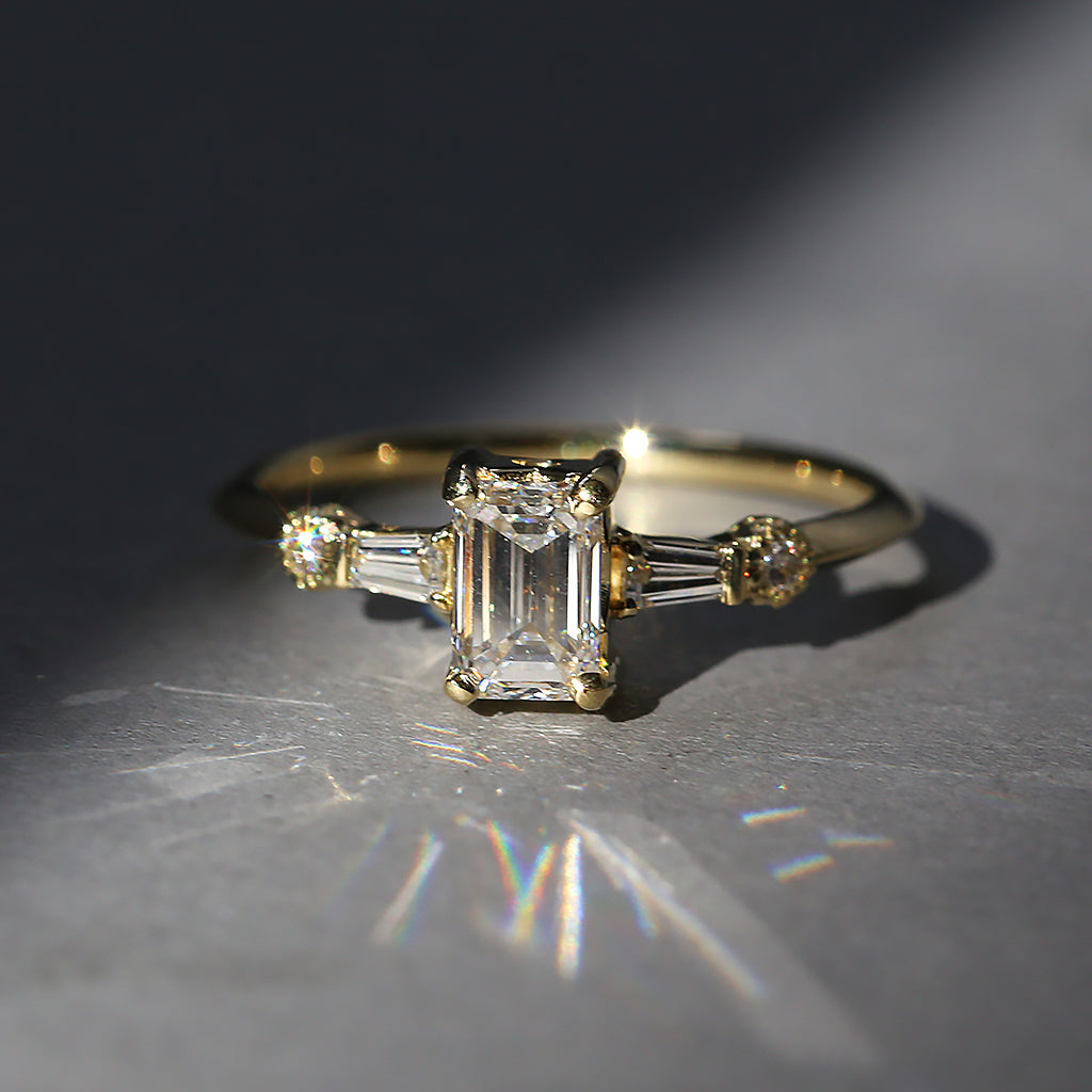 Astra Diamond Ring - 0.74ct Emerald cut Lab Diamond- james and irisa