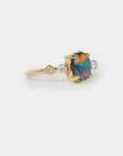 Astra opal Ring - 0.77ct oval black opal