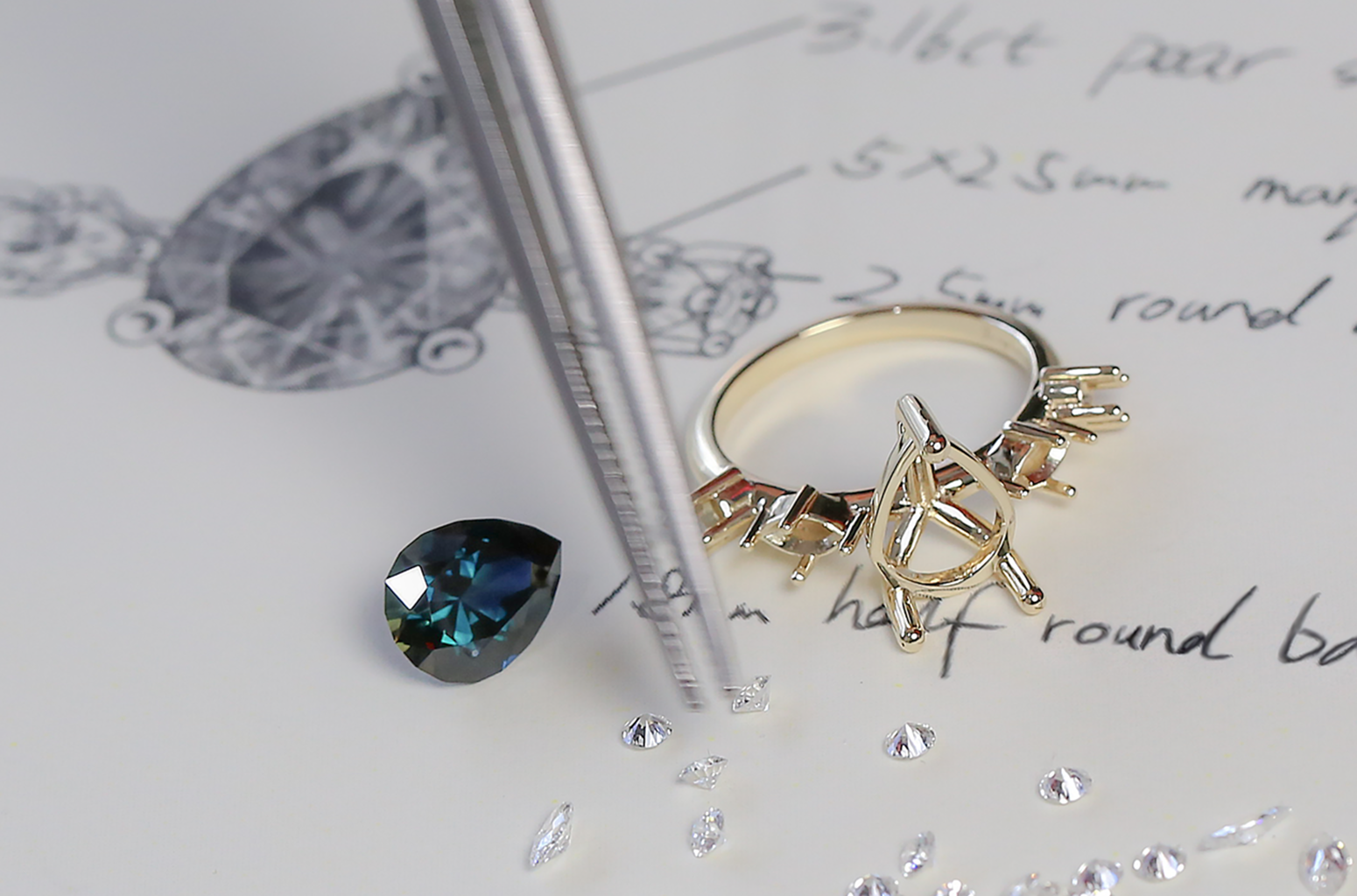 Showing our bespoke process-james and irisa jewellery