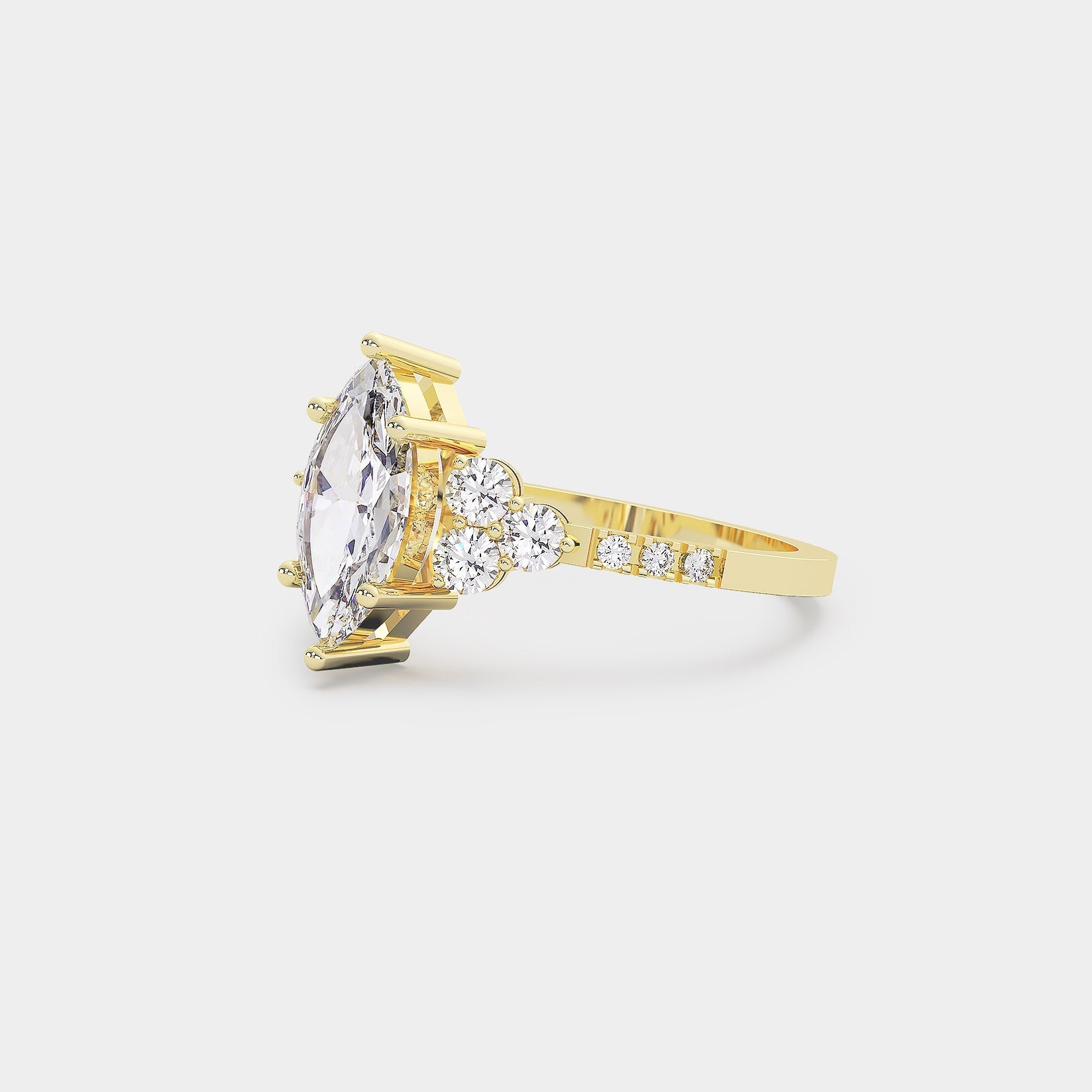 Cluster Diamond Ring - Marquise Lab Diamond