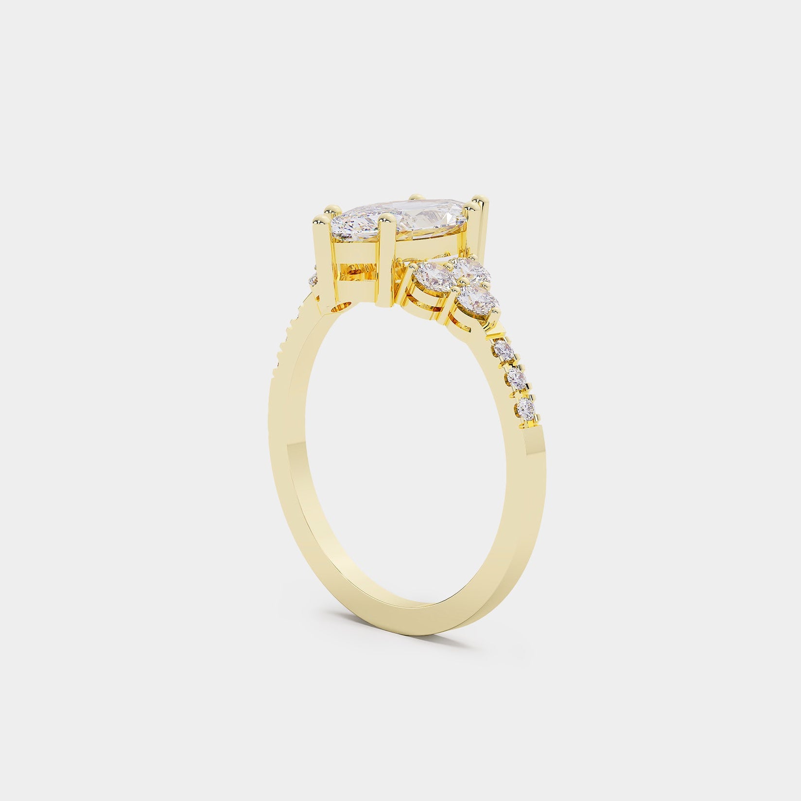 Cluster Diamond Ring - Marquise Lab Diamond