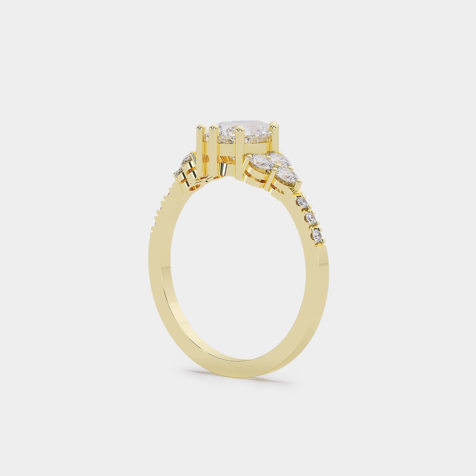 Cluster Diamond Ring - Pear Lab Diamond