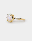 Opal solitaire Ring - 0.95ct white opal