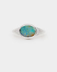 Boulder Opal Ring, Sterling Silver Opal Ring, Natural Boulder Opal Jewelry, Opal and Diamond Ring, Sterling Silver Gemstone Jewelry.