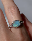 Boulder Opal Ring, Sterling Silver Opal Ring, Natural Boulder Opal Jewelry, Opal and Diamond Ring, Sterling Silver Gemstone Jewelry.