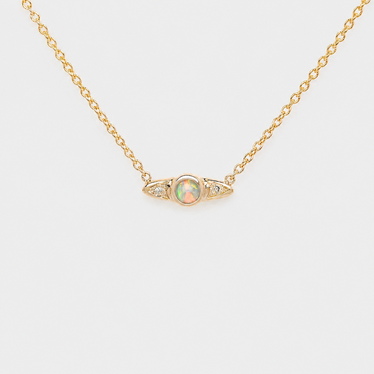 Duo Arrows Crystal Opal Necklace