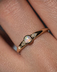 Australian Opal Ring, Crystal Opal Jewelry, 9k Gold Opal Ring, Opal and Diamond Ring, Gold Gemstone Ring, Natural Crystal Opal Jewelry.