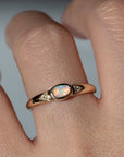 Oval Crystal Opal Ring, 9k Gold Opal Ring, Natural Opal and Diamond Jewelry, Opal Ring with Arrow Design, Gold Opal and Diamond Ring.