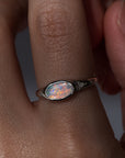 Crystal Opal Ring, Sterling Silver Opal Ring, Natural Opal Jewelry, Opal and Diamond Ring, Sterling Silver Gemstone Jewelry, Opal Ring with Arrow Design.