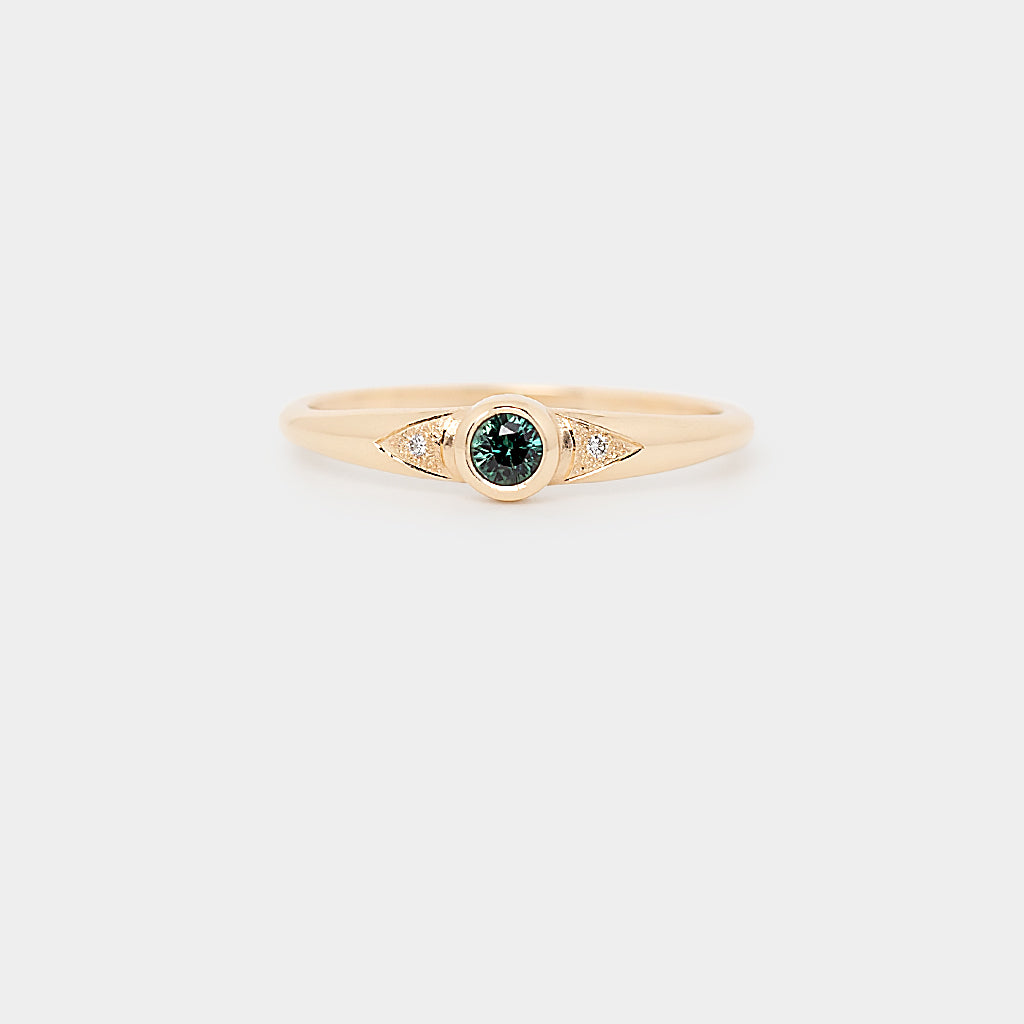 Teal Sapphire Ring, 9k Gold Teal Sapphire Ring, Australian Sapphire Jewelry, Teal Sapphire and Diamond Ring, 9k Gold Gemstone Jewelry.