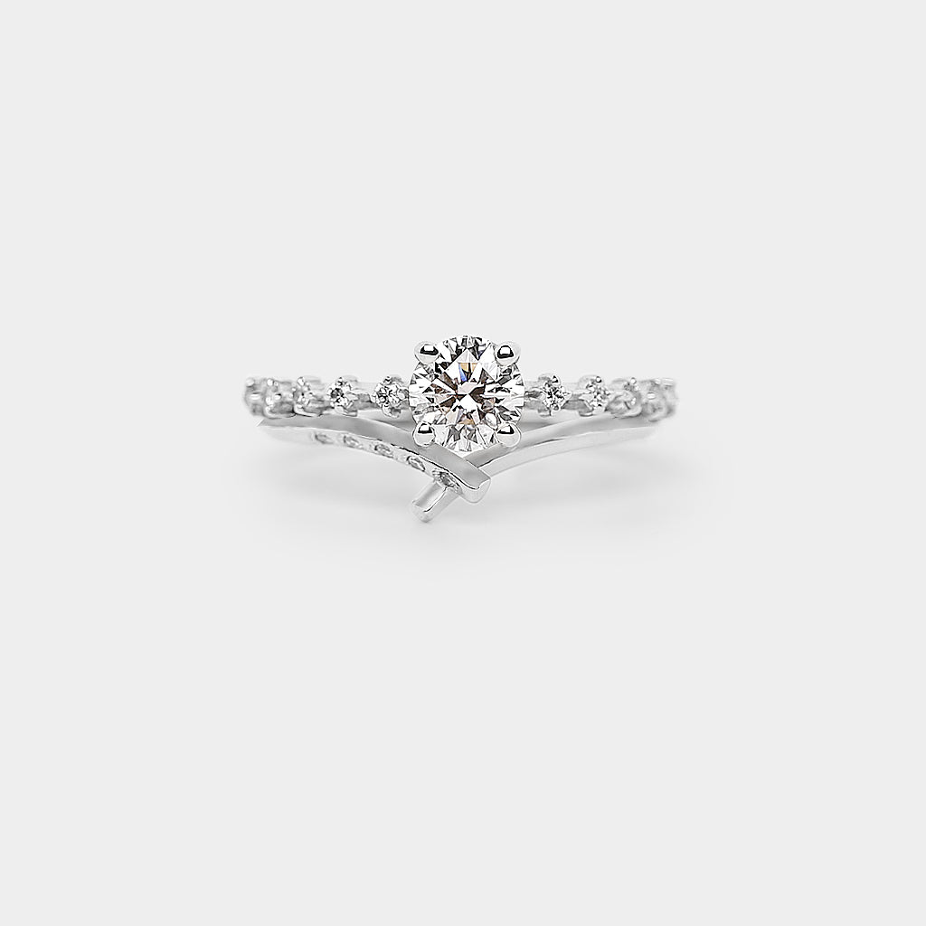 Promise engagement ring - 0.6ct oval lab white diamond &amp; natural diamonds