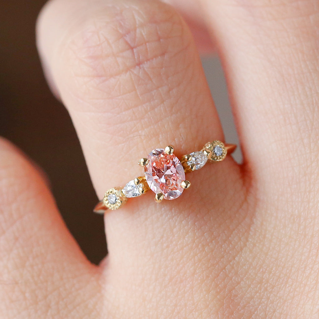 Pink diamond deals wedding set