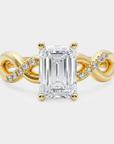 Infinity Diamond Ring - Emerald Cut Lab Diamond