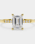 Pavé Solitaire Diamond Ring - Emerald Cut Lab Diamond