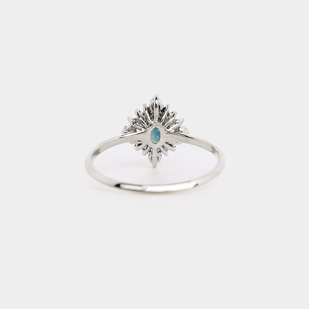 Mini Sunray Halo Sapphire ring - 0.65ct oval sapphire
