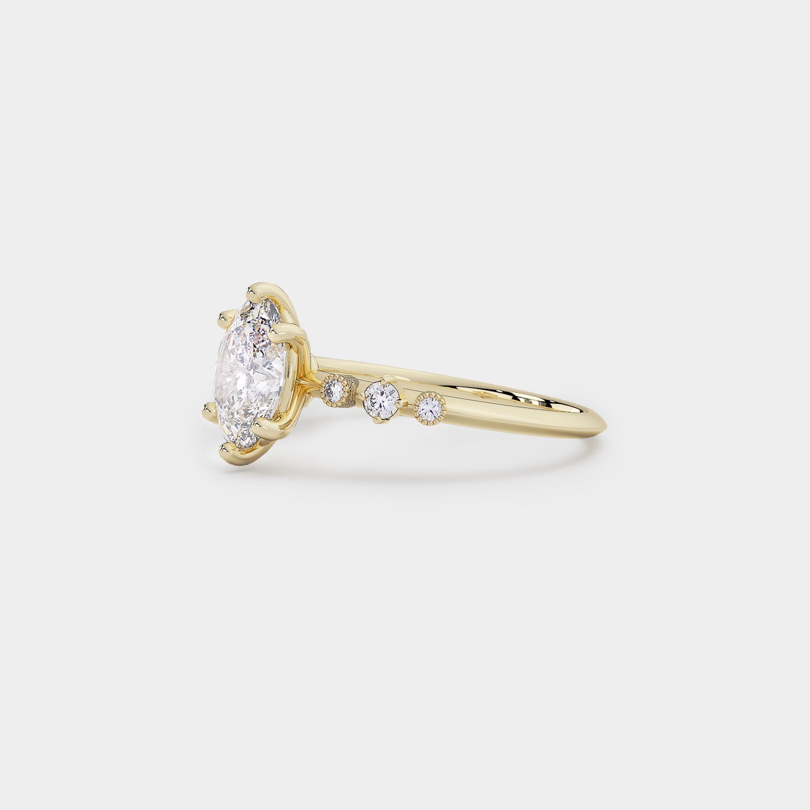 Harmony Diamond Ring - Oval Lab Diamond. Textured, unconventional diamond engagement ring design