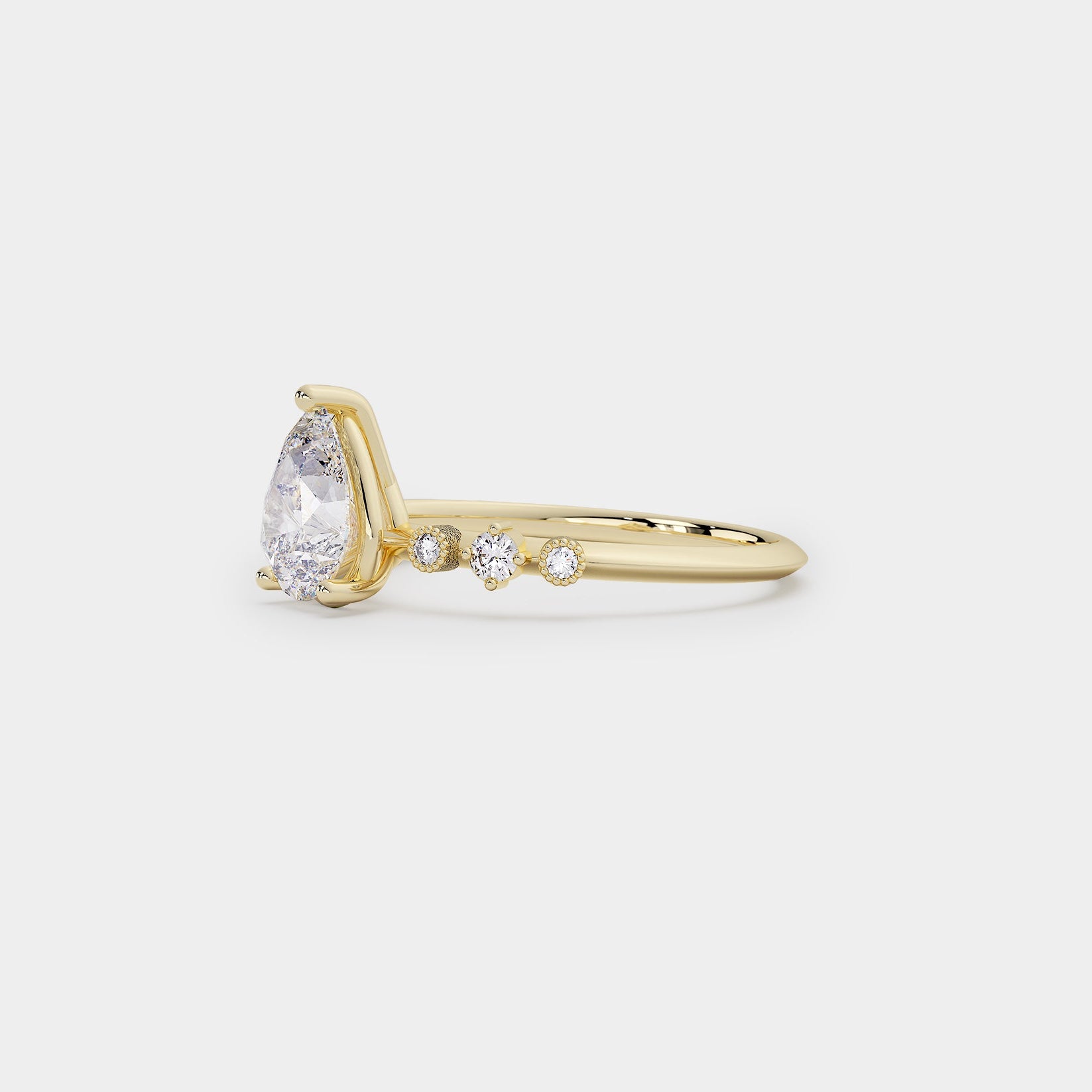 Harmony Diamond Ring - Pear Lab Diamond. Textured, unconventional diamond engagement ring design