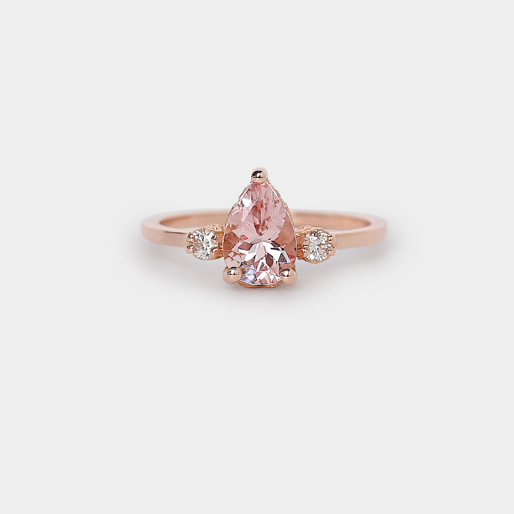 Destiny pink morganite ring - 1.17ct pear morganite