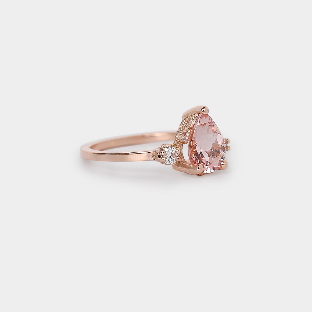 Destiny pink morganite ring - 1.17ct pear morganite