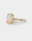 Opal solitaire Ring - 1.57ct oval rainbow white opal