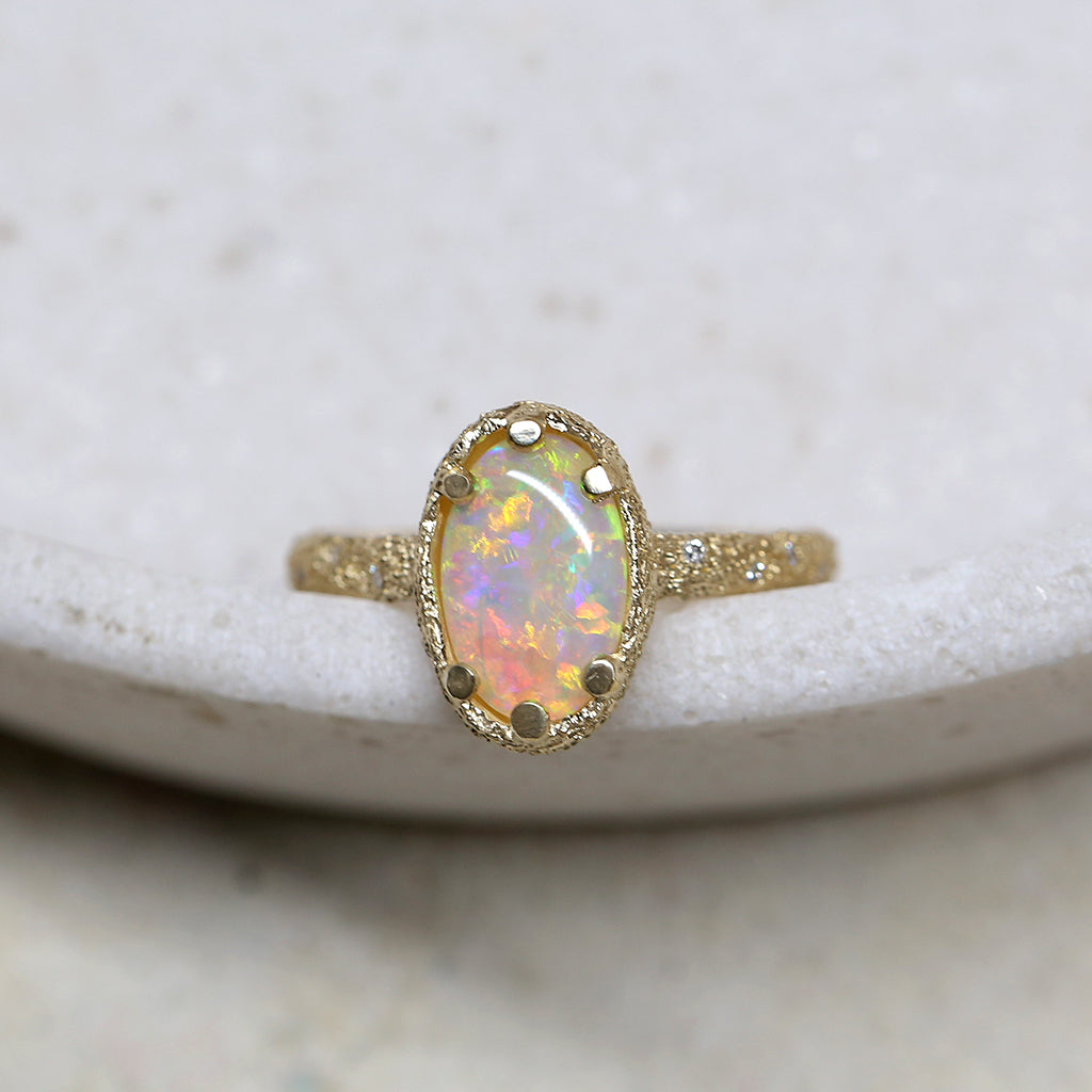 Galaxy Opal Ring - 1.22ct oval crystal opal