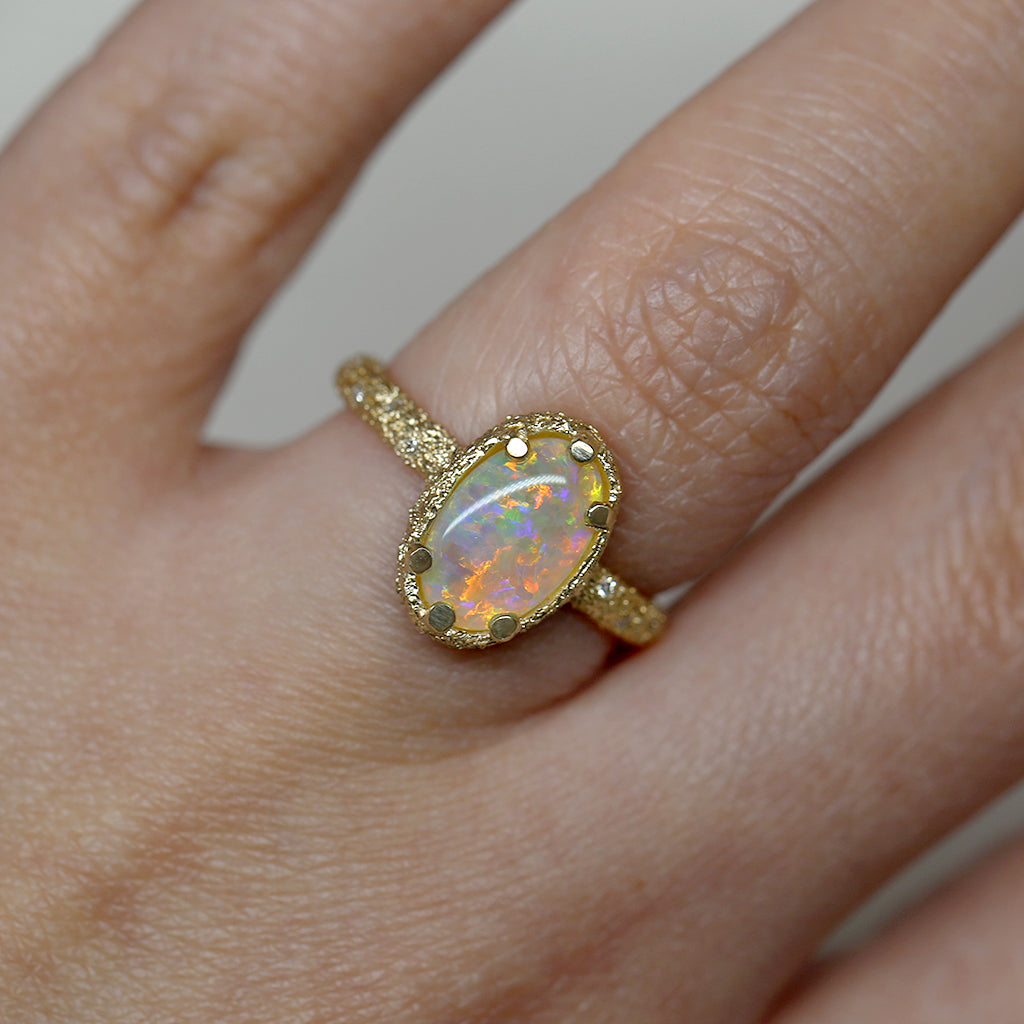 Galaxy Opal Ring - 1.22ct oval crystal opal