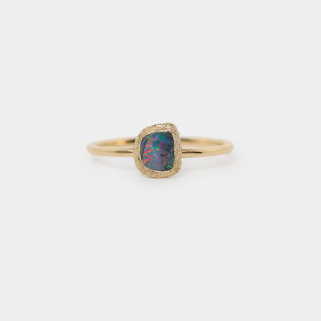 Meteorite bezel boulder opal ring 2