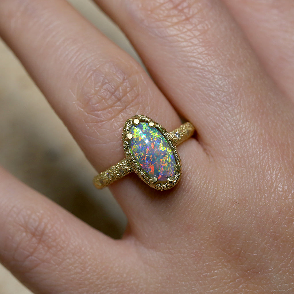 Galaxy opal ring - 1.42ct solid black opal
