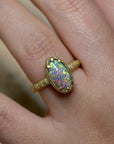 Galaxy opal ring - 1.42ct solid black opal