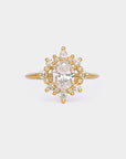 Sunray Halo Diamond ring - oval natural white diamond