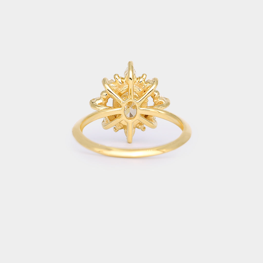 Sunray Halo Diamond ring - oval natural white diamond